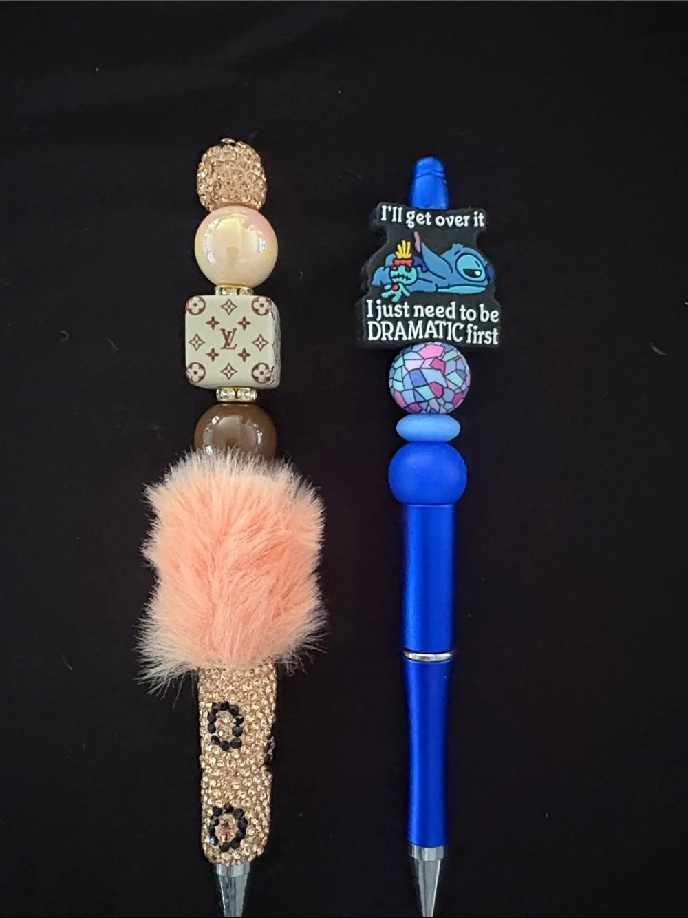 Cute Decorative Beaded Pens - Purple, Pink, Brown, and Blue Accents Set of 6